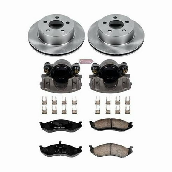 PowerStop Front Stock Replacement Brake Pad and Rotor Kit with Calipers Fits: JEEP Select Models KCOE2152