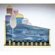 Judaica SF-GHM-9846 14'' Glass Jerusalem Menorah