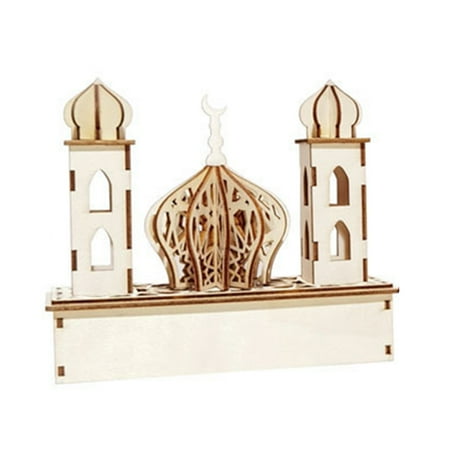 

XINYTEC Muslim Festival Wooden Lighthouse LED Lamp Night Light Ramadan Eid Mubarak Decor