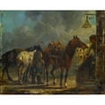 thumbnail image 2 of Conrad Gessner 18x15 Black Ornate Wood Framed Double Matted Museum Art Print Titled - Stop at an Inn (1785), 2 of 5