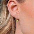 thumbnail image 4 of Gem Stone King 14K Yellow Gold Green Peridot Dangle Earrings for Women | 0.60 Cttw | Gemstone August Birthstone | Round 4MM, 4 of 7