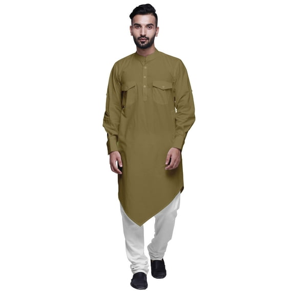 Atasi Long Sleeve Designer Kurta For Men Indian Cotton Casual Long Kurta