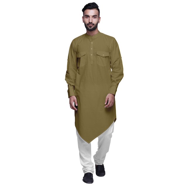 Atasi Kurta Asymétrique Chemise Décontractée Boutonnée Coton Kurta Décontractée Homme