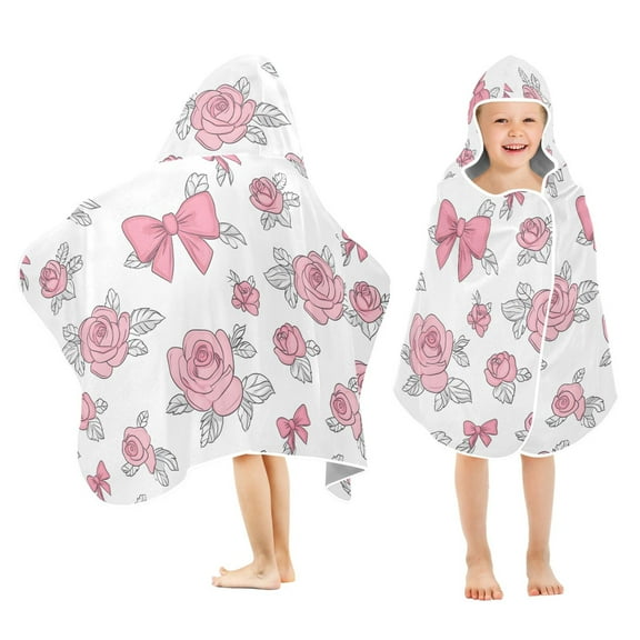 joogoo Roses Bows Kids Hooded Beach Towel Baby Bath Towel 23.5"x50"