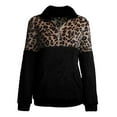 thumbnail image 4 of VISALY Womens Zip Up Hoodies Thick Sweaters Leopard Print Sweater Women's Stitching 1/4 Zipper Collar Top Double Fleece Warm Jacket with Pockets Casual Sweaters Sweater Pullover Tunic Sweater Black L, 4 of 8
