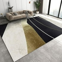 Black White Gold Area Rugs, Modern Abstract Art Rugs Floor Carpet, Indoor Non-Slip Rug For Room Sofa Living Room Mat Bedroom Home Decor Floor Mats 5 x 8ft