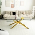 thumbnail image 2 of Glass Coffee Table, Holaki 47.2" Clear Rectangle Glass Coffee Table, Modern Coffee Table with Metal Legs, Center Table Sofa Table Home Furniture for Living Room, 2 of 8