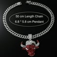 thumbnail image 6 of Domineering full diamond red bull head pendant accessories punk style galvanized 21K gold men's Cuban chain set diamond necklace pop elements, 6 of 9