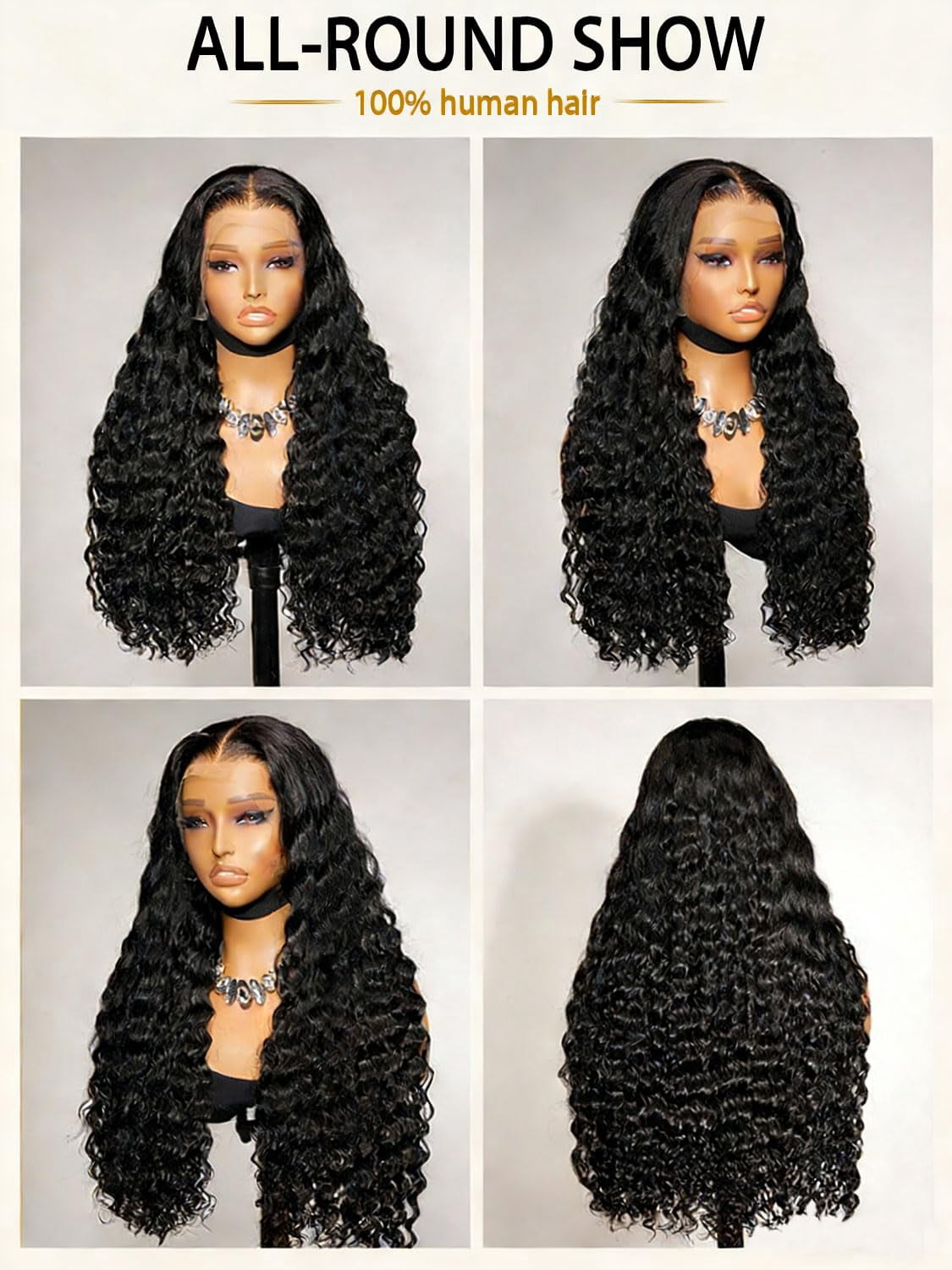 13x6 Deep Wave Human Hair 20 Inch 100% Unprocessed Brazilian Virgin Hair Natural Black Remy Wet and Wavy Human Hair Wig for Women,No Synthetic Blend No Tangle No Shedding
