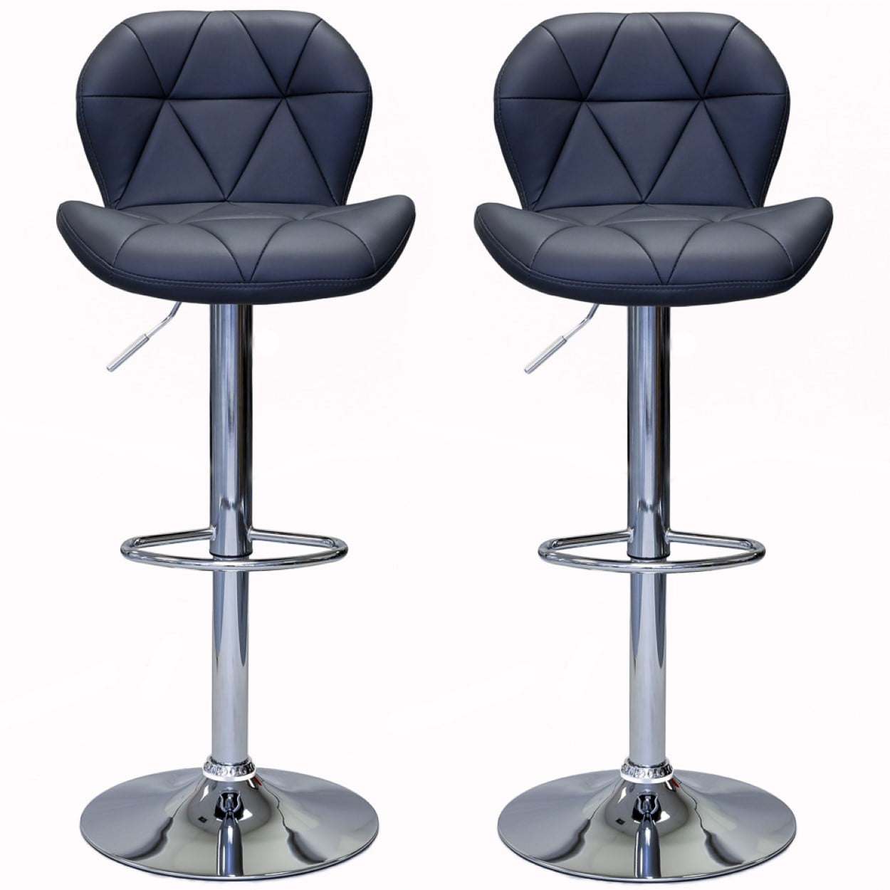 ViscoLogic DREAM Leatherette Star Quilted Adjustable Height Swivel Bar Stools 