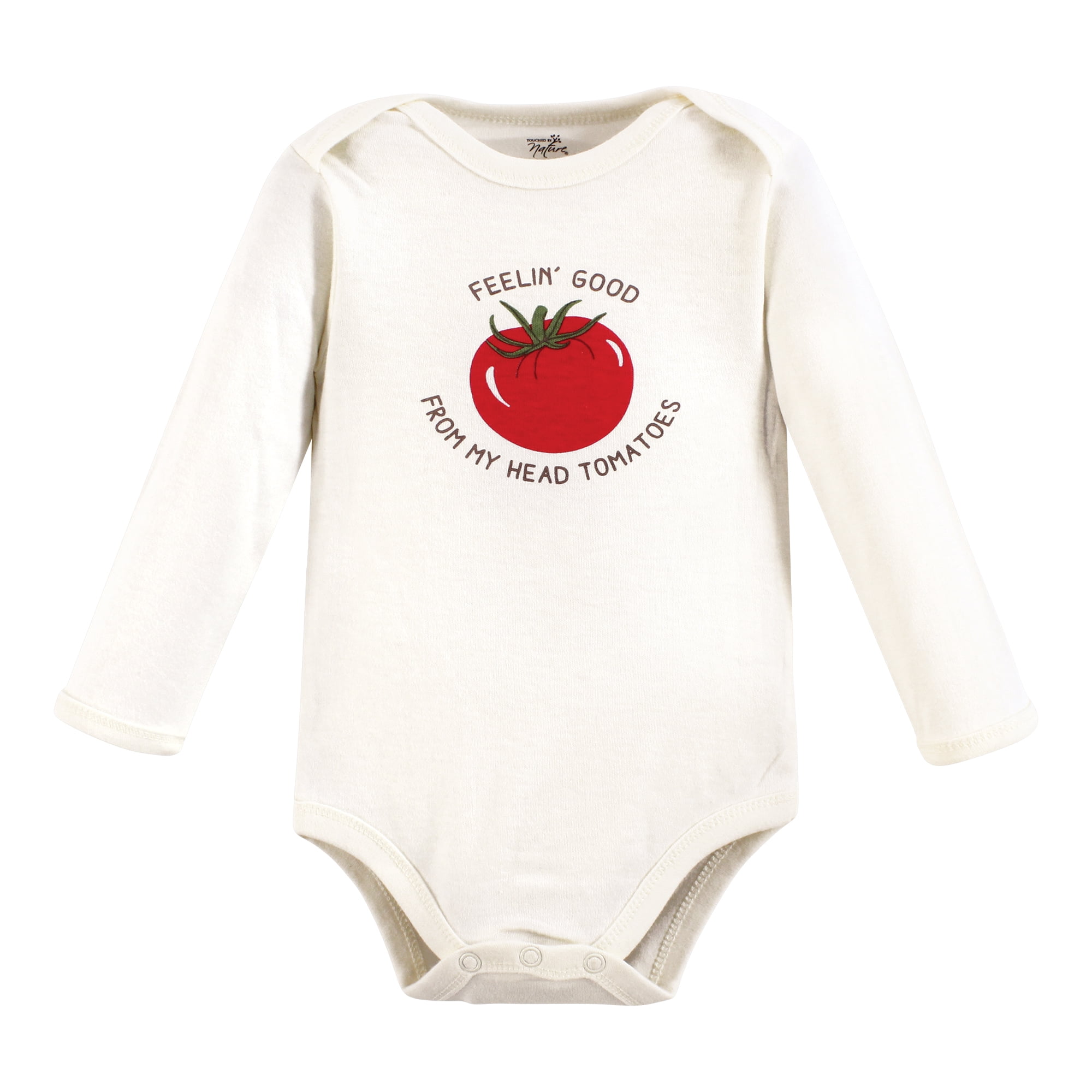 Touched by Nature Organic Cotton Long-Sleeve Bodysuits, Happy Veggies, 9-12 Months