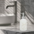 thumbnail image 6 of Unique Bargains 1 Pc Reusable Cylinder Marble Soap Dispenser 13.53oz White Silver Tone, 6 of 6