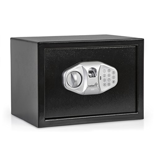 Home Digital Security Lock Box with Fingerprint Scanner Ivation Biometric Safe Backup Keys