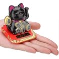 thumbnail image 4 of Gato de la suerte solar con brazo que se mueve Maneki Neko Gato de la fortuna que da la bienvenida Decoración para el hogar Regalos para el coche Amigos (negro), 4 of 5