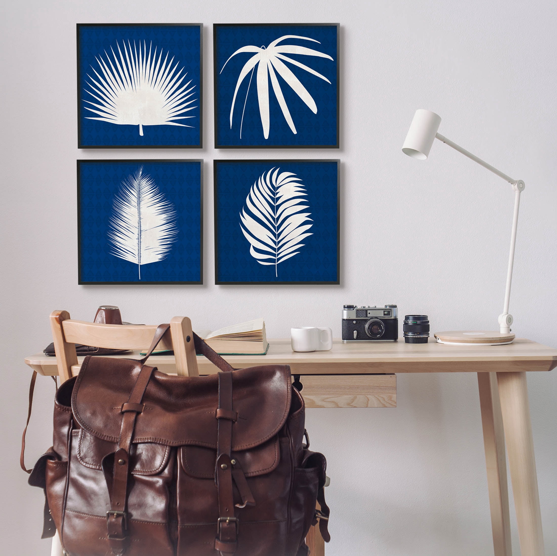 Stupell Industries Contemporary Plant Leaf Silhouettes Graphic Art Black Framed Art Print Wall Art, Set of 4, Design by Susan Jill