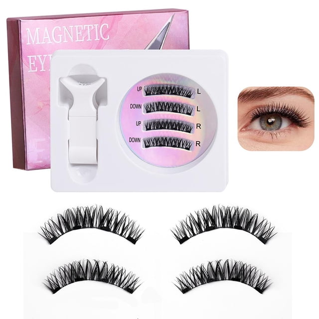 Reusable Magnetic Eyelash Kit with Tweezers Upgrade Directional Suction Fiber Lashes Easy Application Multiple Styles