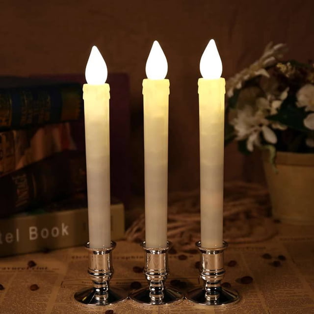 RENACLIPY 5PCS White Pillar LED Candles Long Rod Not Heat Up for Home Lighting