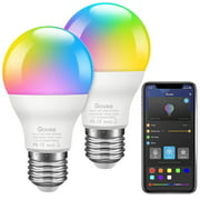 Govee LED Bulbs Dimmable 2Pack Music Sync RGB Color Changing Light Bulbs A19 7W 60W Equivalent, Multicolor Decorative No Hub Required Smart LED Bulbs with APP for Party Home (Dont Support WiFi/Alexa)