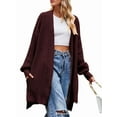 thumbnail image 3 of Long Cardigan Sweaters for Women Fall Trendy Oversized Open Front Winter Coat Wine Red L, 3 of 9