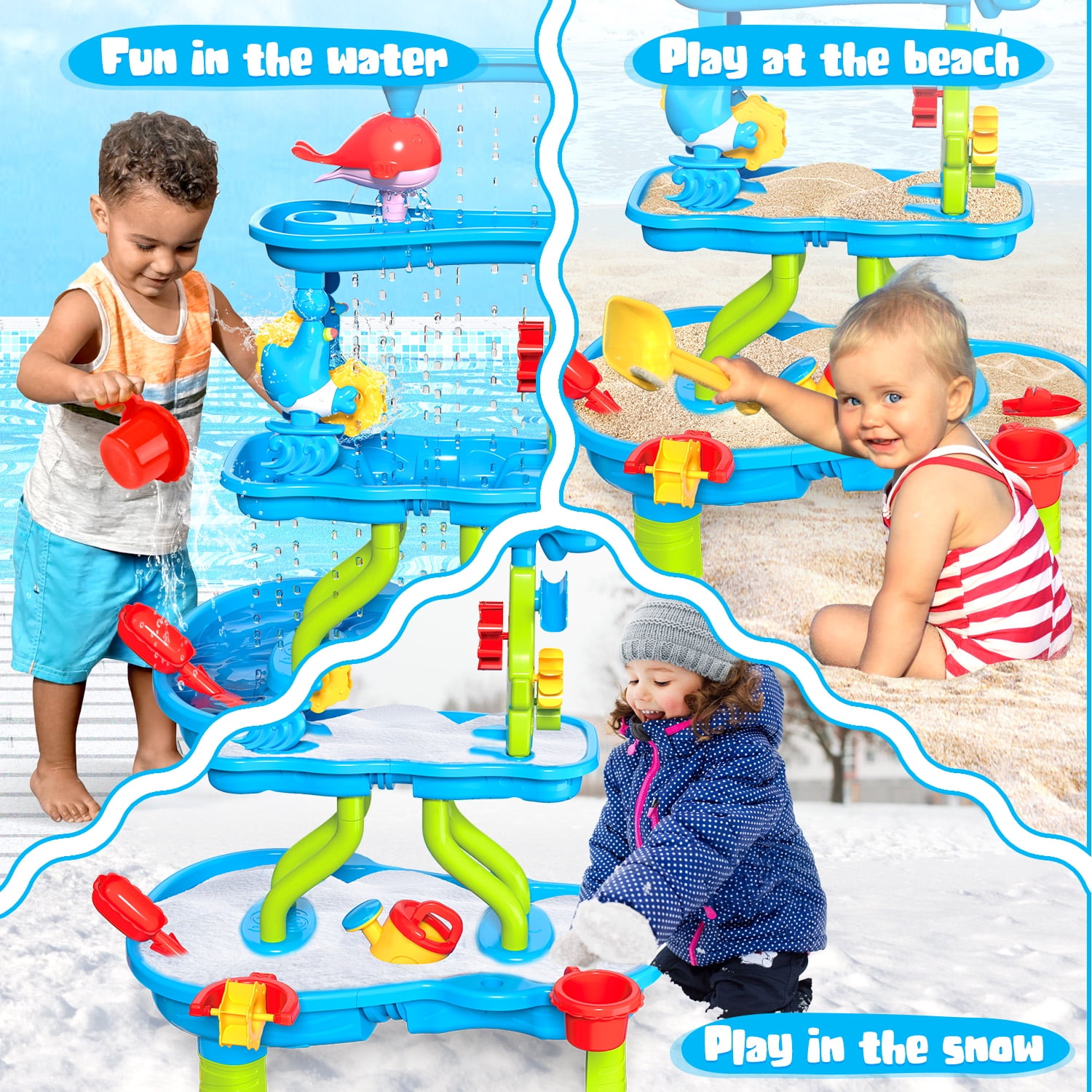 TERRAMUS Water Table for Toddlers 1 3, 2 in 1 Outdoor Play Table 並行輸入品