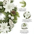 thumbnail image 4 of XY Fancy 16in Christmas Wreath with Silver Poinsettia Flowers Pinecones Berries and Ball Ornaments for Front Door Holiday Decoration, 4 of 7