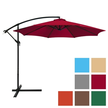 Patio Umbrella Offset 10FT Hanging Outdoor Market Umbrella New - Multiple Colors