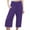 Purple, variant on Razzly Women's Casual Pants Elastic Waist Comfortable Linen Imitation Solid Color Capri Sports Trousers Lightweight Breathable Stretchy(Green,3XL)