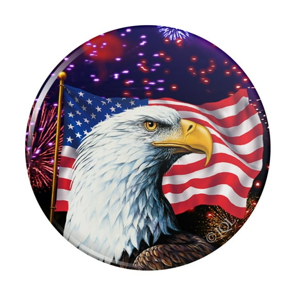 Eagle Patriotic 4th of July Celebration American Flag Fireworks Kitchen Refrigerator Locker Button Magnet