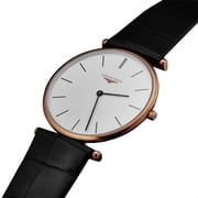 Longines La Grande Classique Rose Gold PVD White Dial Black Leather Strap Quartz Unisex Watch L47551922