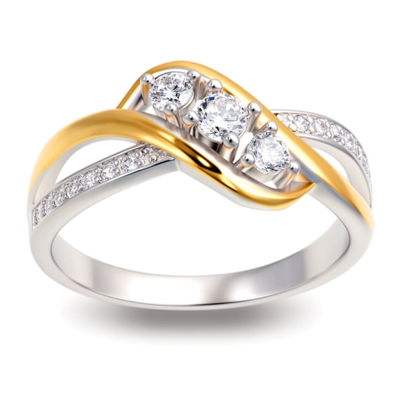 3 Stone Engagement Ring for Women Sterling SilverPromise Ring for Her Ginger Lyne Collection