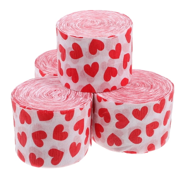 Masteelf 4 Pieces Multi Paper Heart Shaped Crepe Garland for Romantic Home Valentine's Day
