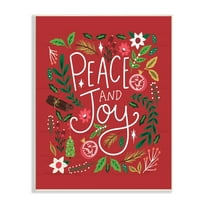 Stupell Industries Peace & Joy Holiday Botanicals Plants Modern Calligraphy Graphic Art Unframed Art Print Wall Art, Design by Louise Allen