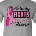 thumbnail image 4 of Inktastic Breast Cancer Awareness Nobody Fights Alone Pink Ribbon T-Shirt, 4 of 5
