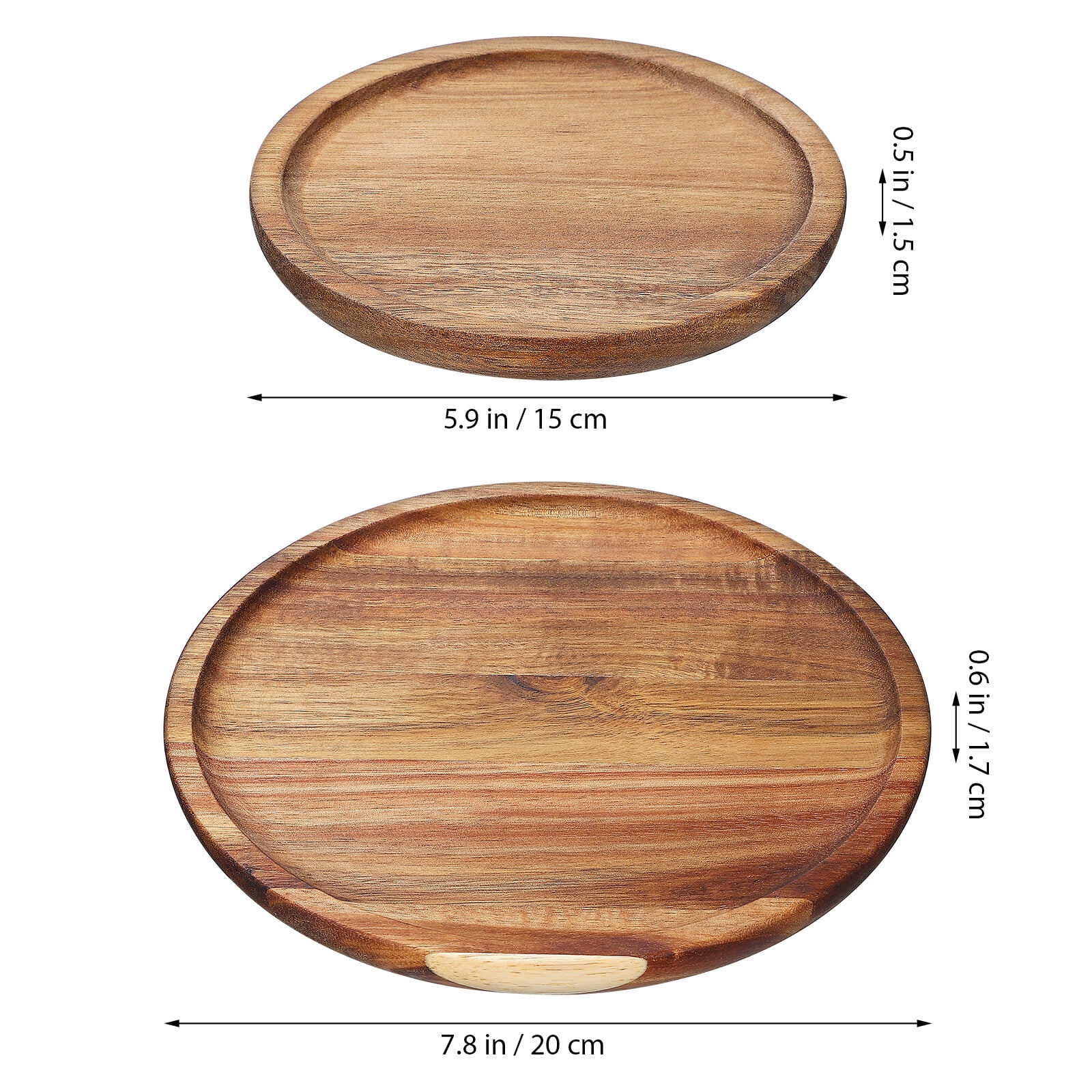 2 Pcs Round Wooden Trays for Decor Wood Serving Trays Circle Containers