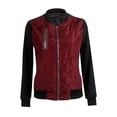 thumbnail image 1 of IROINID Veste Courte Décontractée pour Femmes Couleur Unie à Fermeture Éclair Manches Longues Confortable, Vin, 1 of 5