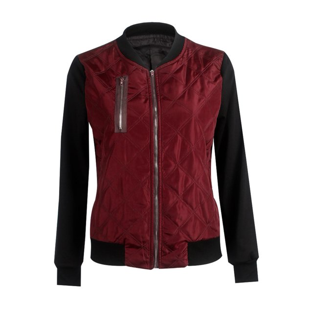 IROINID Veste Courte Décontractée pour Femmes Couleur Unie à Fermeture Éclair Manches Longues Confortable, Vin