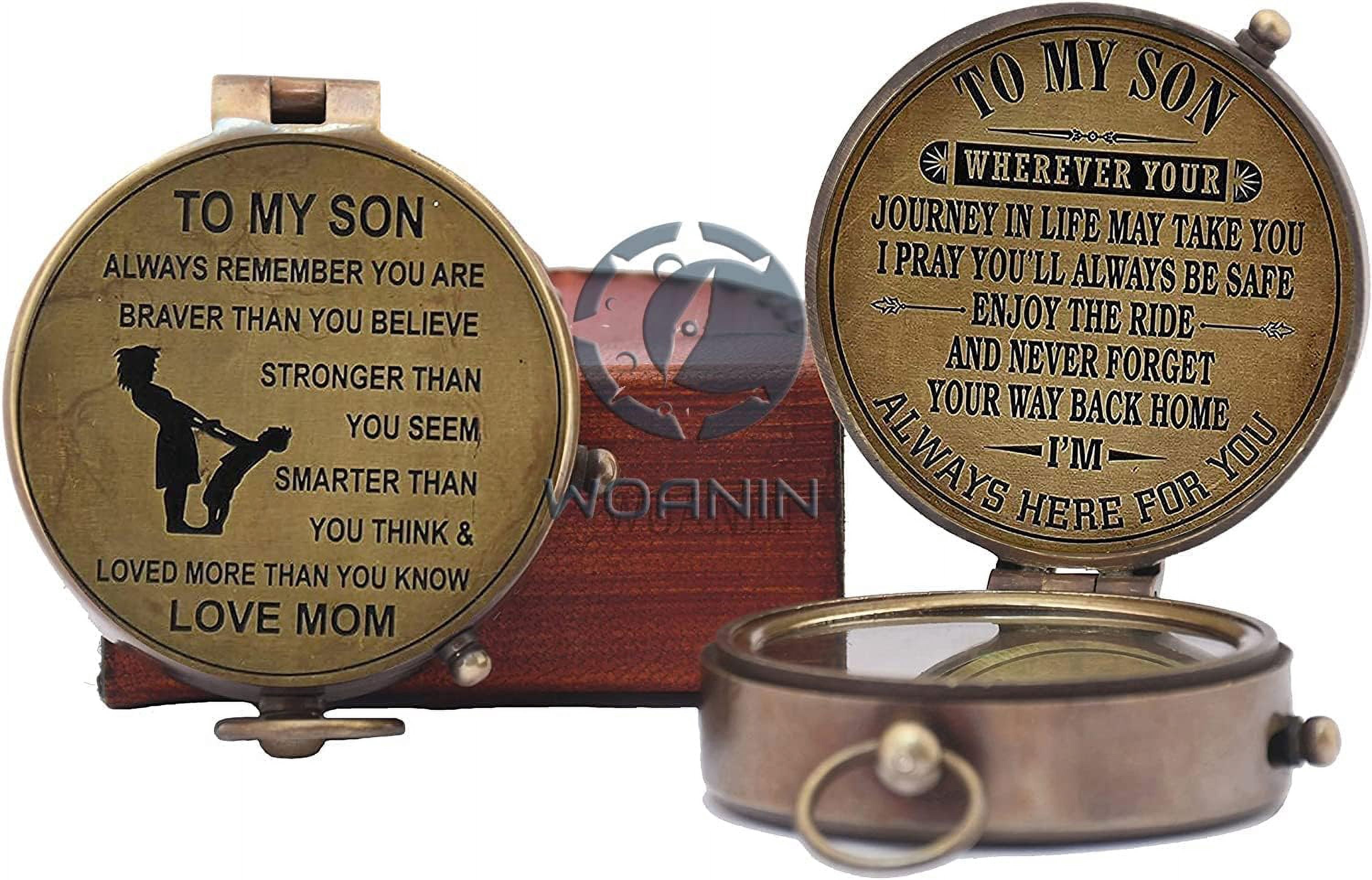 Son Gifts, to Son Compass – Mom to Son Gifts Working Compass with Leather Case/to My Son Love - Graduation Day Gifts for Son - Son Birthday Gifts - Confirmation Gifts for Son