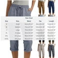 thumbnail image 3 of BUIGTTKLOP Women Cotton Linen Capri Pants Summer Wide Leg Cropped Lounge Pants Drawstring High Wasited Beach Capris, 3 of 6