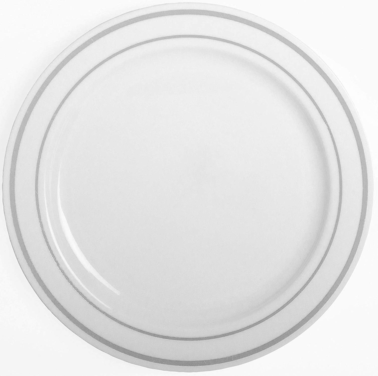 Party Joy 50Piece Dinnerware Set Silver Lines Collection Heavy