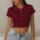 thumbnail image 2 of Mujeres Casual Turndown Collar Botones Manga corta Sólido Pullover Blusa Camiseta Tops Sueltos OAVQHLG3B Store lin121212, 2 of 4