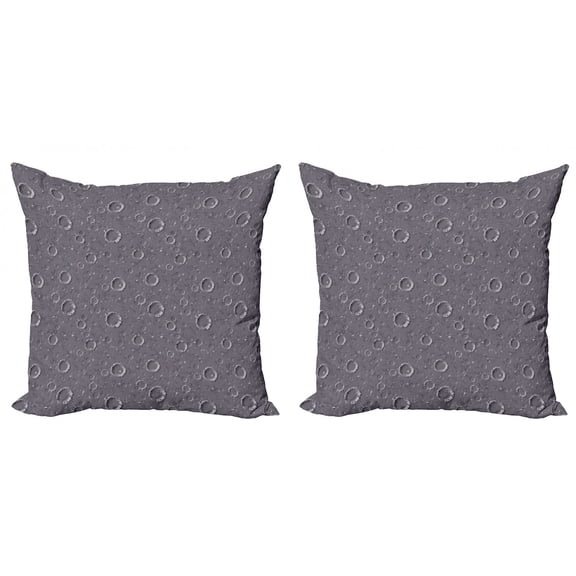 Ambesonne Space Throw Pillow Cover 2 Pack, Asteroid Surface Crater, 20", Dimgrey