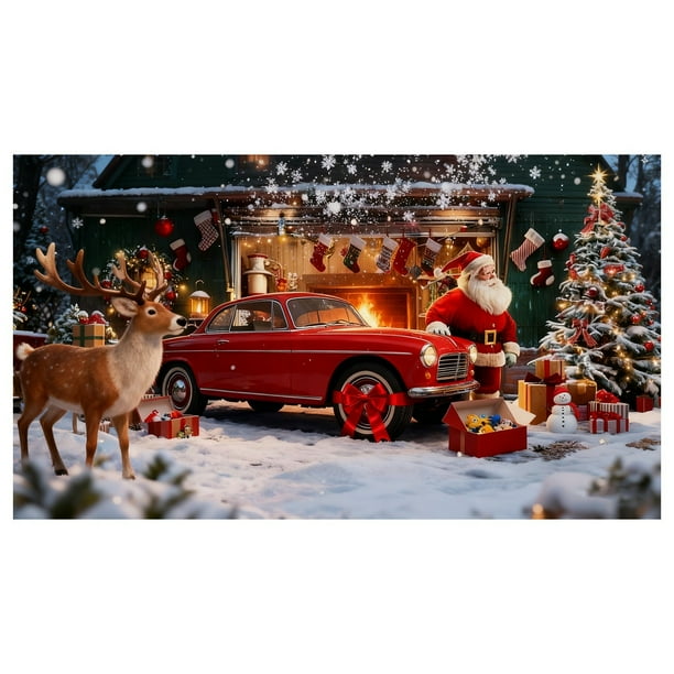 Banderín para garaje con Papá Noel y muñeco de nieve para la puerta del garaje exterior, letrero navideño