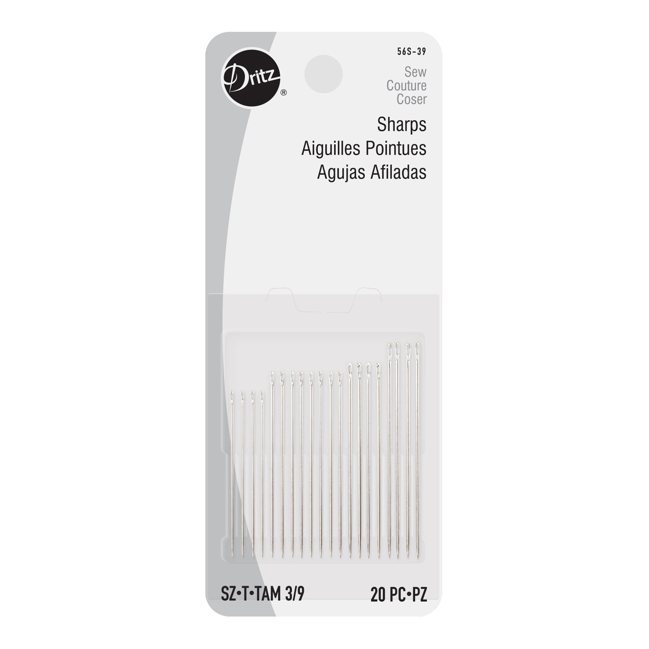 Dritz Size 3/9 Sharps Hand Needles 20 Piece
