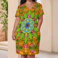 thumbnail image 3 of Womens Casual Dresses Vibrant Colorful Mandala Design Art Short Sleeve Dress Summer Dresses for Women 2025, 3 of 5