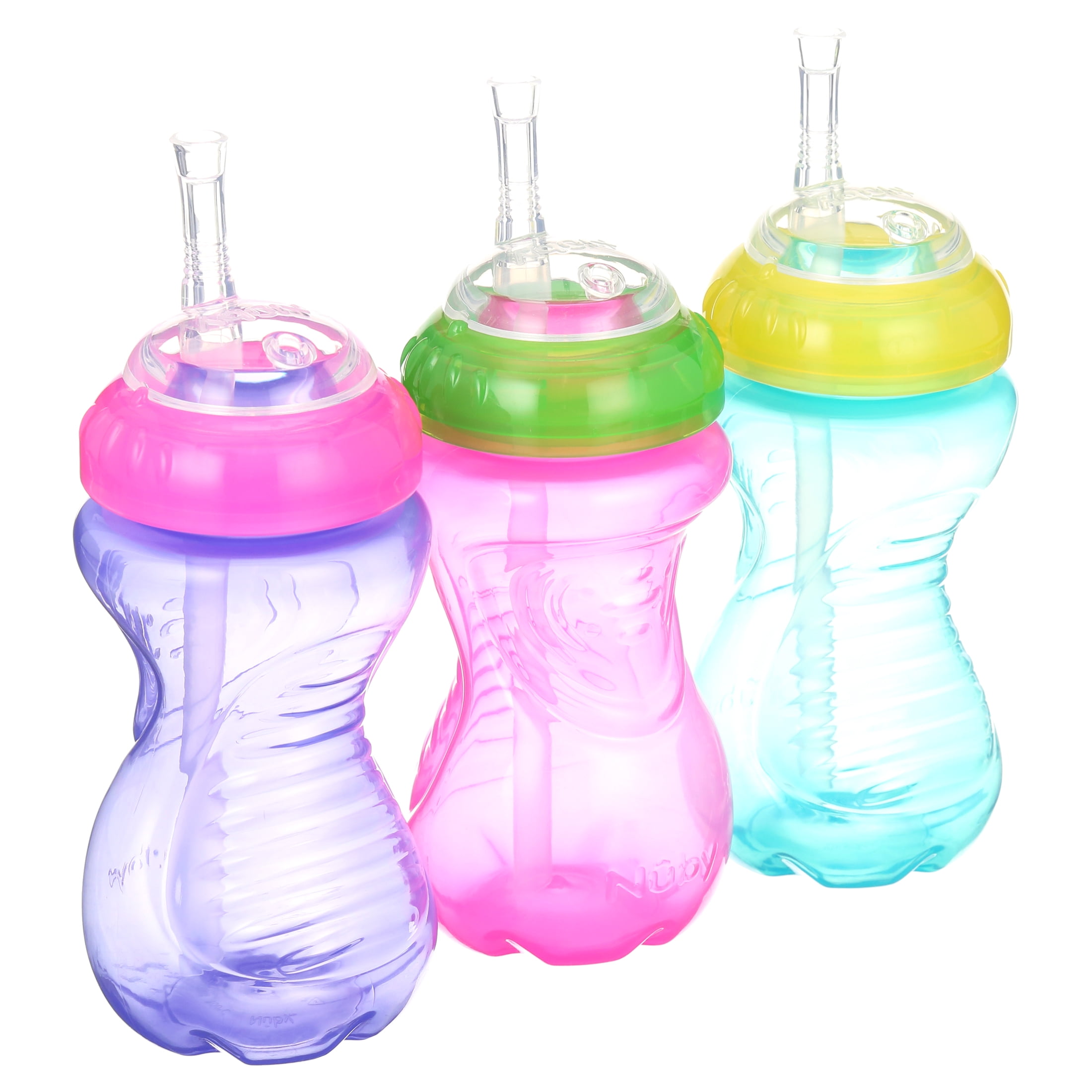 Nuby Easy Grip Soft Straw Sippy Cup, Multicolor, 10 fl oz, 3 Count