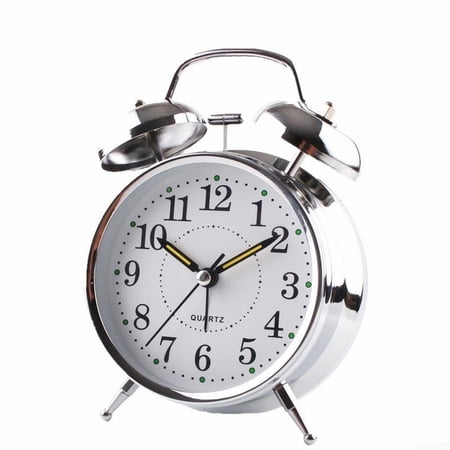 Yanonmyfd Bedside Traditional Classic Saxon Wind Up Double Bell Alarm Clock Chrome