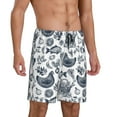 thumbnail image 2 of Kdxio Chicken And Fish Print Mens Sleep Shorts Bottoms Soft Comfy Pajama Wear Pants with Drawstring Pockets, 2 of 7