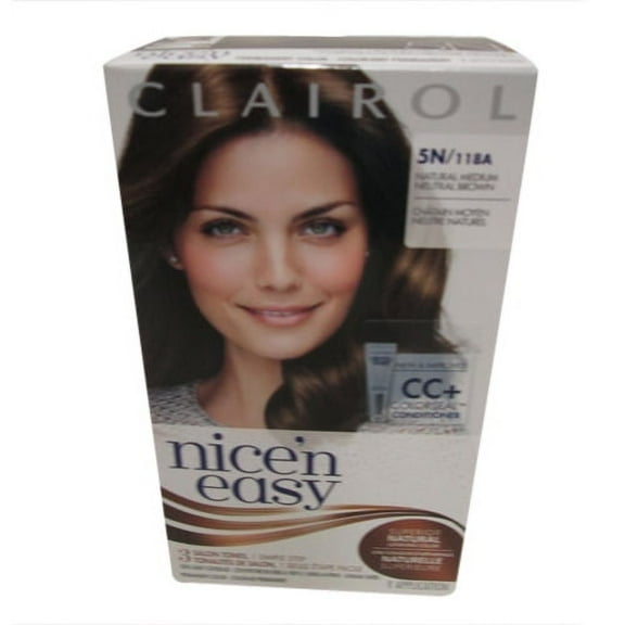 Clairol Nice N Easy, Permanent Hair Color, Natural Medium Neutral Brown #118A - Kit