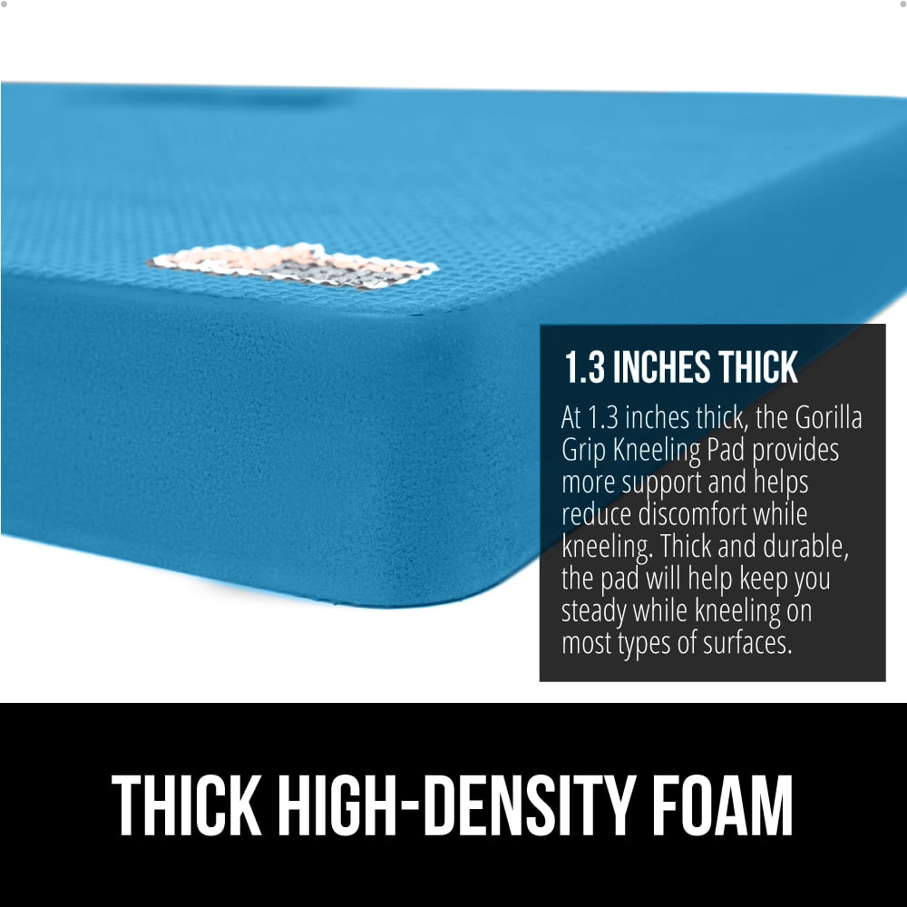 GORILLA GRIP Kneeling Pad, Cushioning Support for Knees, Extra Thick, Water Resistant, 17.5x11 Blue