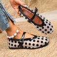 thumbnail image 2 of Women's Polka Dots Mesh Ballet Flats Shoes Round Toe Flats Closed Toe Comfortable Dress Shoes Hollow-Out Slip on Flat Shoes, 2 of 9